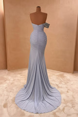 Blue Mermaid Prom Dress One Shoulder Beaded Evening Dress