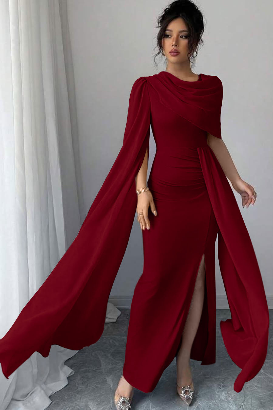 Blue Mermaid Prom Dress Satin Evening Dress