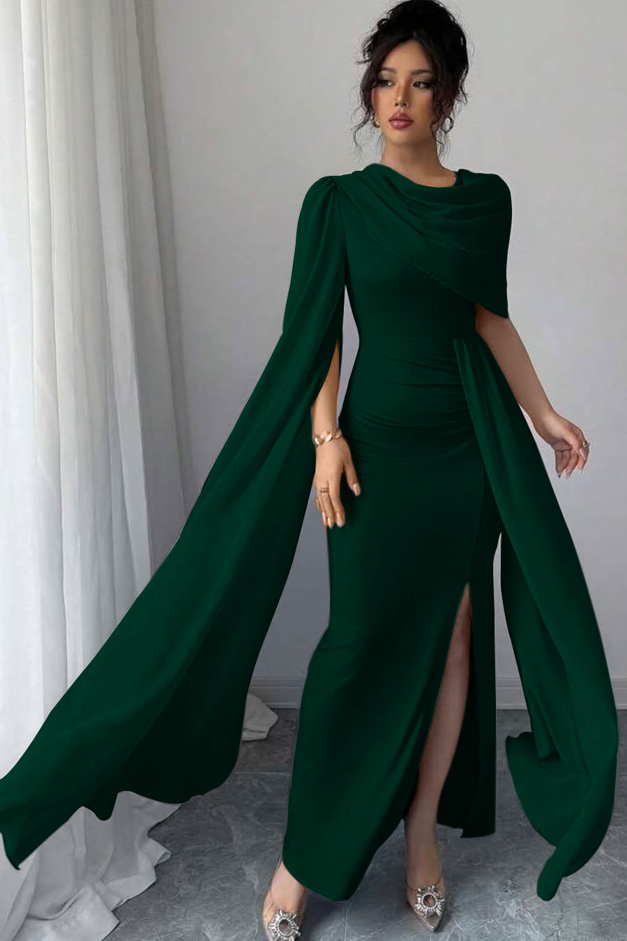 Blue Mermaid Prom Dress Satin Evening Dress