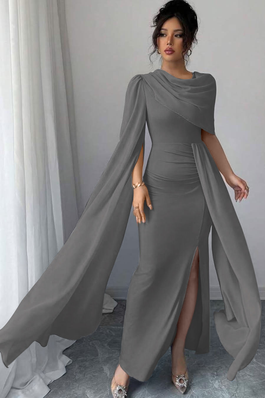 Blue Mermaid Prom Dress Satin Evening Dress
