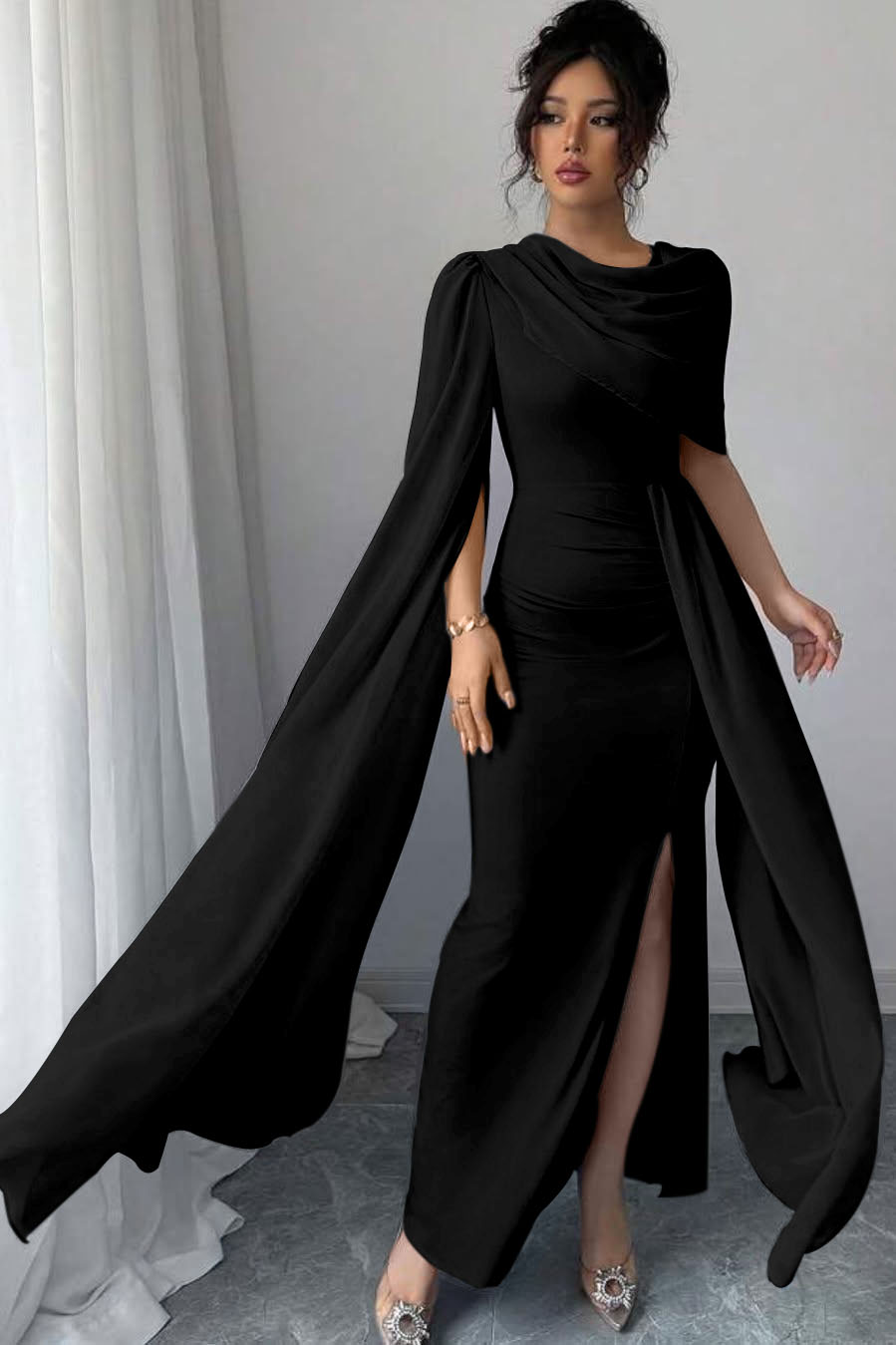 Blue Mermaid Prom Dress Satin Evening Dress
