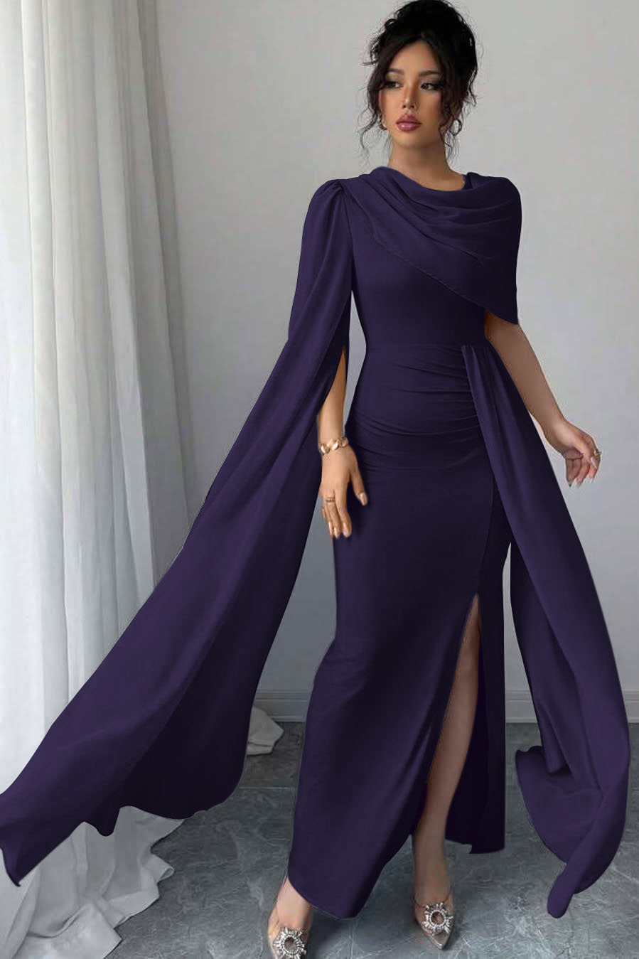 Blue Mermaid Prom Dress Satin Evening Dress