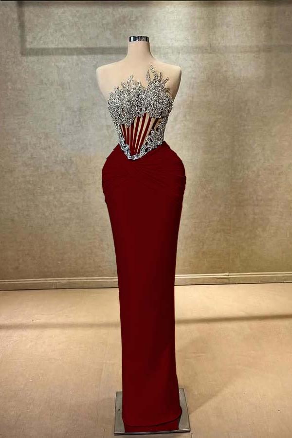 Blue Mermaid Prom Dress Sleeveless Beaded Evening Dress