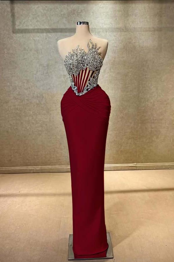 Blue Mermaid Prom Dress Sleeveless Beaded Evening Dress