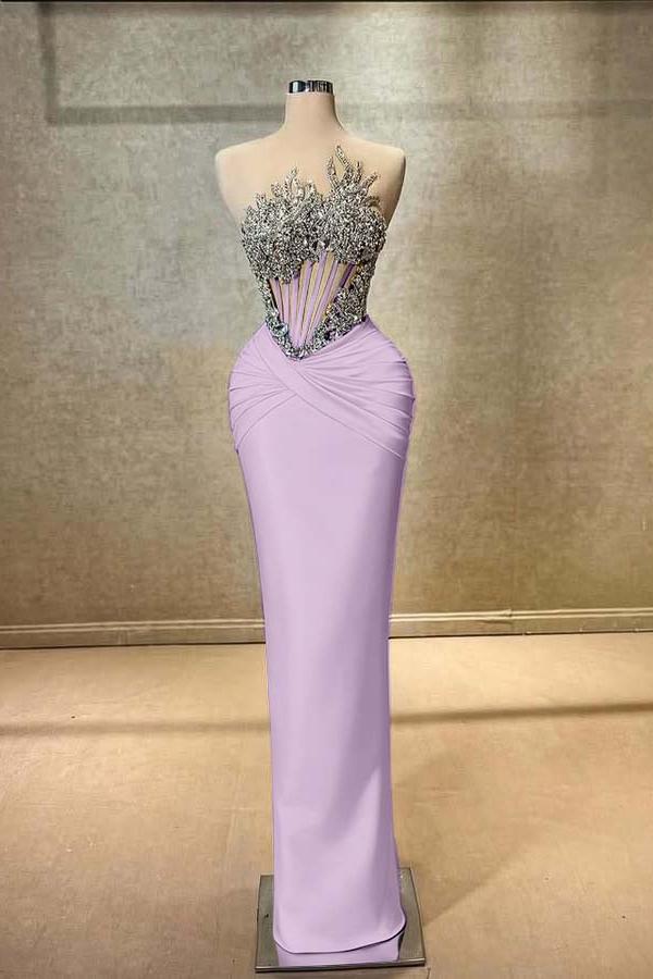 Blue Mermaid Prom Dress Sleeveless Beaded Evening Dress
