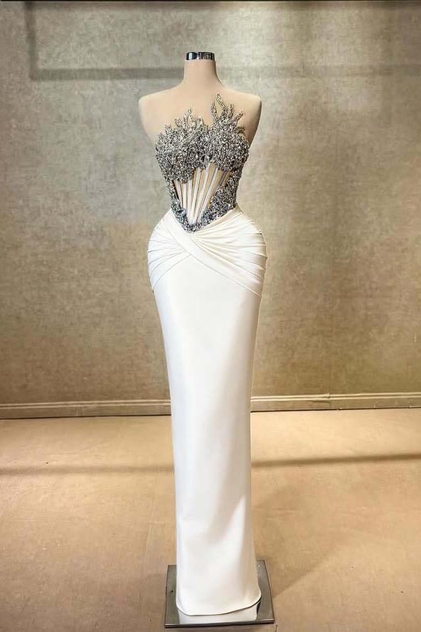 Blue Mermaid Prom Dress Sleeveless Beaded Evening Dress