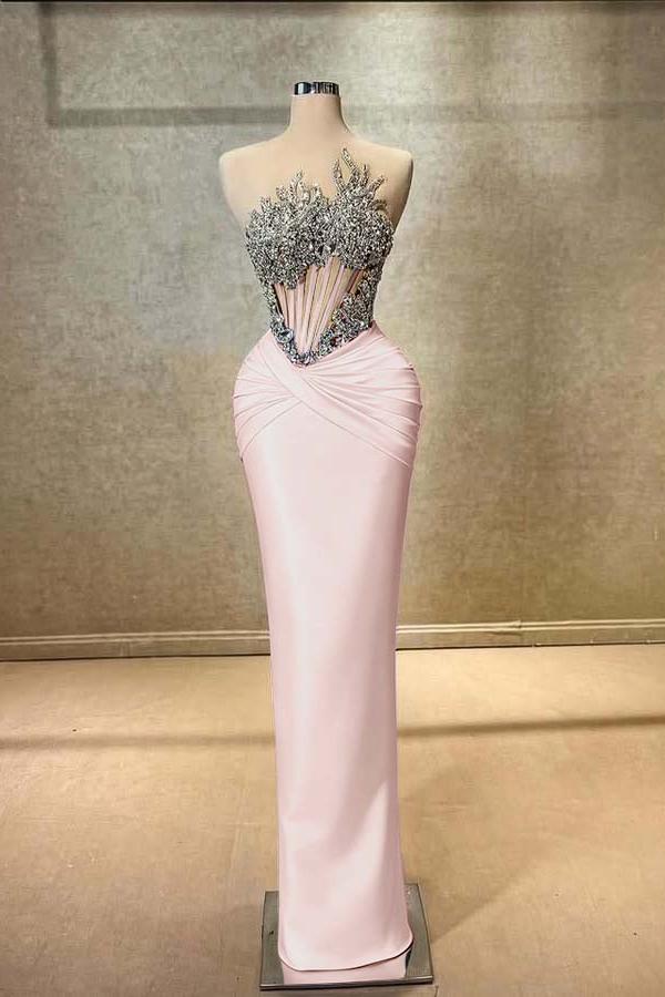 Blue Mermaid Prom Dress Sleeveless Beaded Evening Dress
