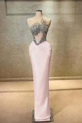 Blue Mermaid Prom Dress Sleeveless Beaded Evening Dress