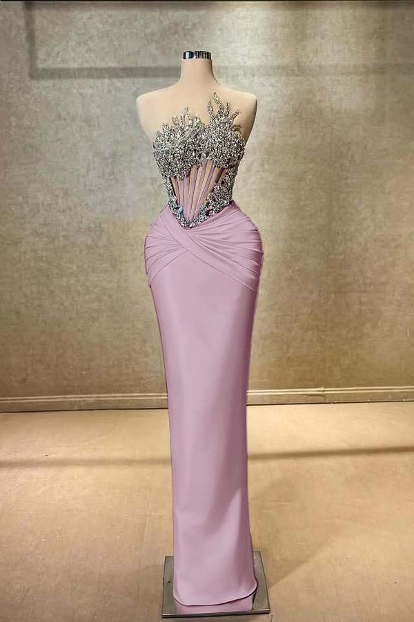 Blue Mermaid Prom Dress Sleeveless Beaded Evening Dress