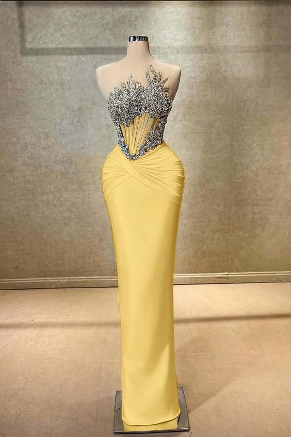 Blue Mermaid Prom Dress Sleeveless Beaded Evening Dress