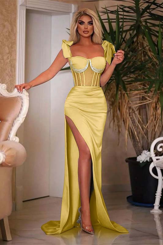 Blue Mermaid Prom Dress Sleeveless Straps Beaded Evening Dress