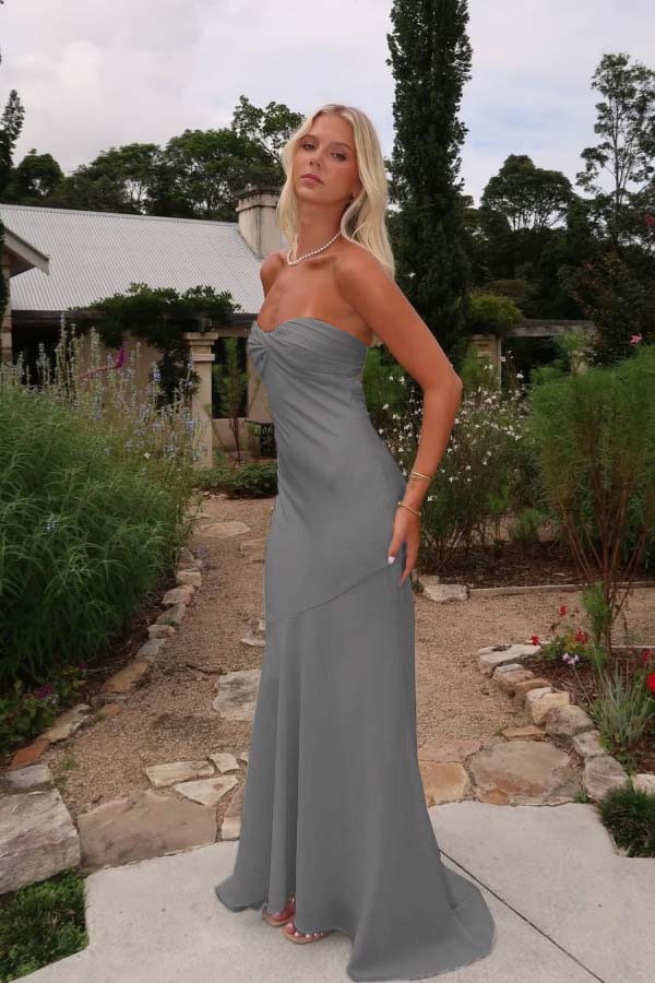 Blue Mermaid Prom Dress Sleeveless Sweetheart Satin Evening Dress