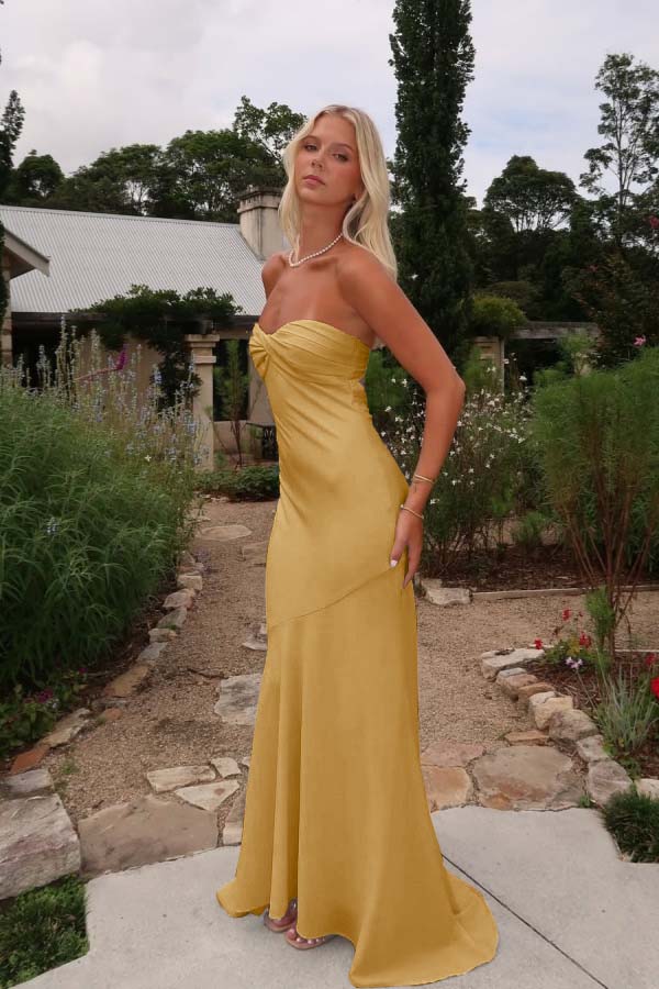 Blue Mermaid Prom Dress Sleeveless Sweetheart Satin Evening Dress