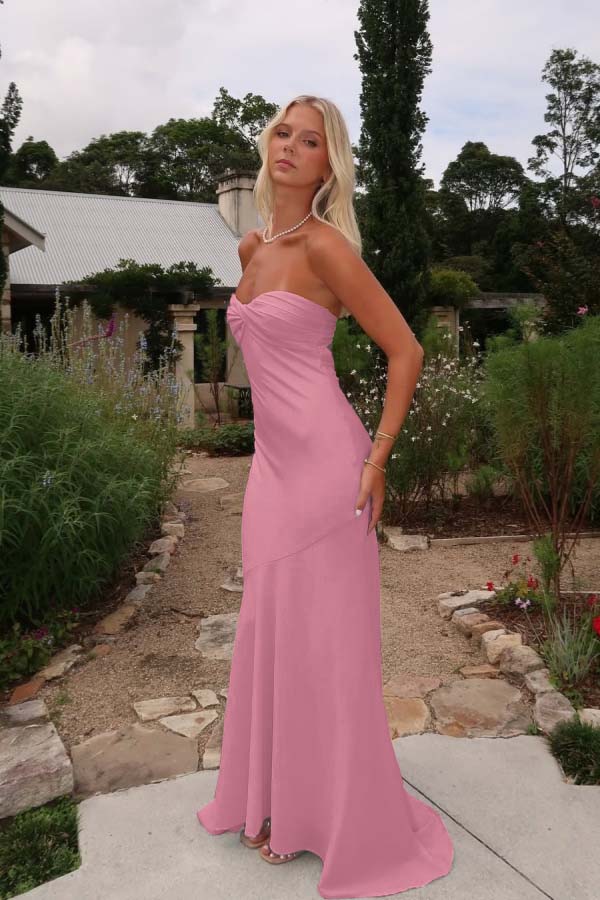 Blue Mermaid Prom Dress Sleeveless Sweetheart Satin Evening Dress