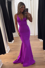 Blue Prom Dress Mermaid Lace-Up Back Long Formal Dress