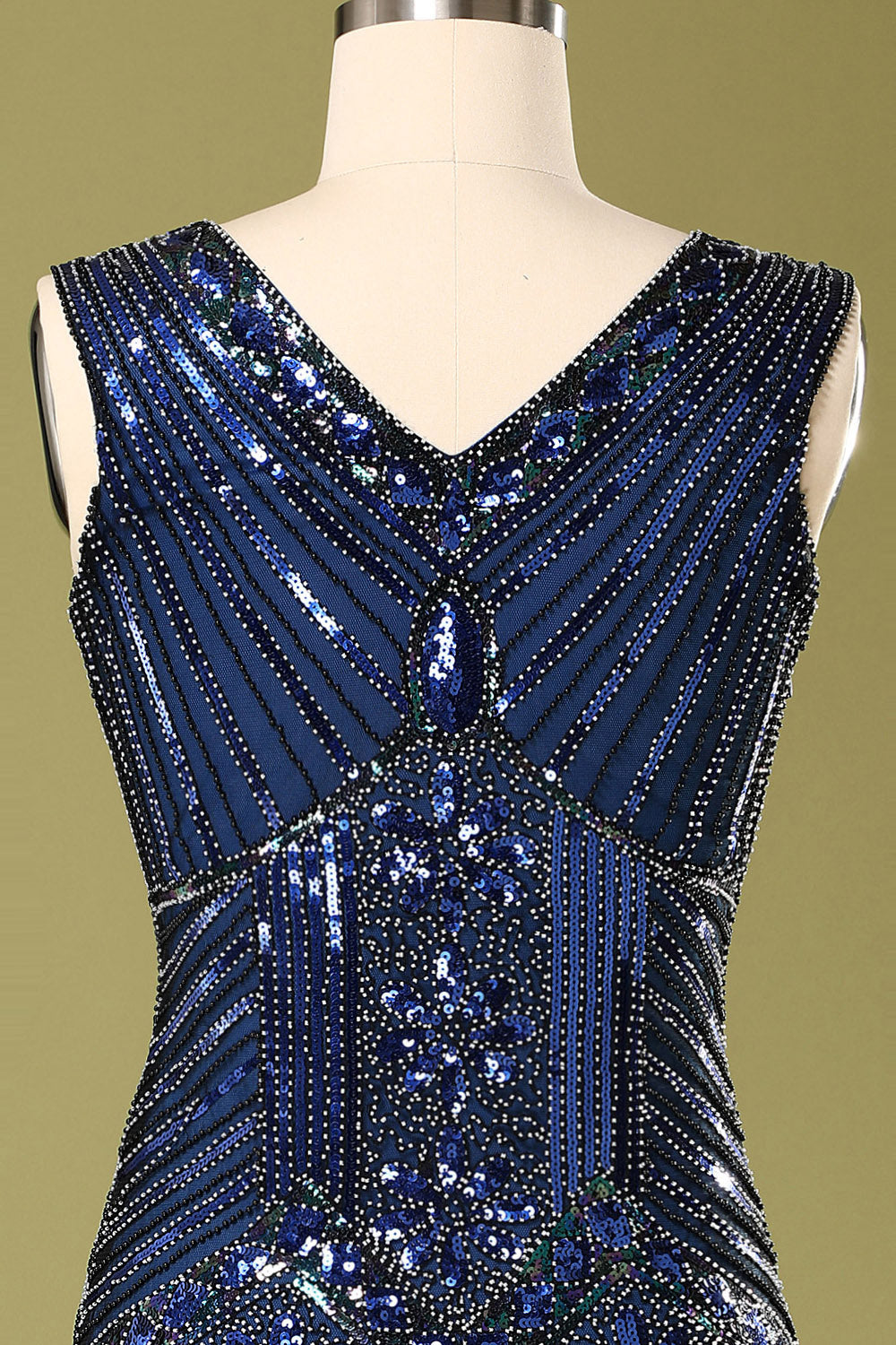 Blue Vintage Blue Sequin Flapper Fringe 1920s Dress