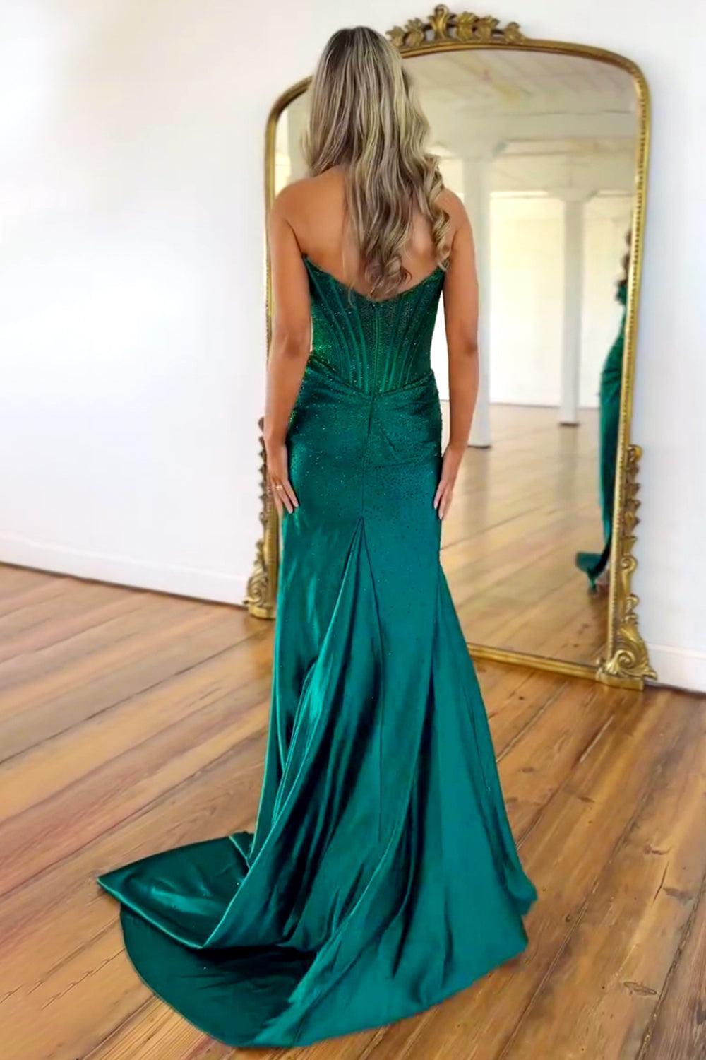 Blush Pink Corset Long Beaded Prom Dress With Rhinestone Details Formal Evening Gown