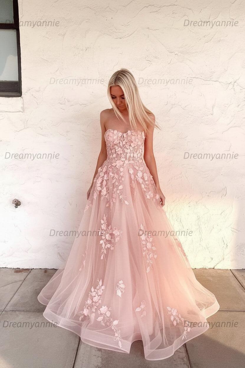Orange Prom Dress Sweetheart Long Evening Dress with Appliques