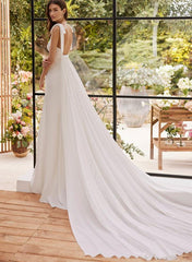 Boho Beach Wedding Dresses with Open Back and Bows