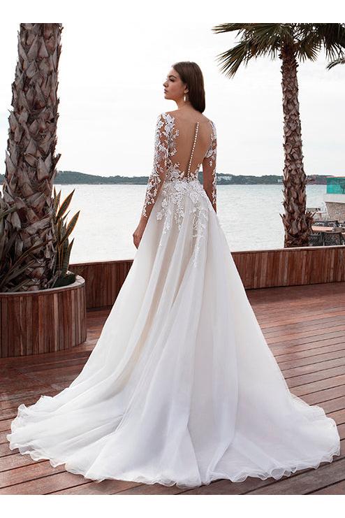 Boho Lace Long Sleeves Wedding Dresses With Ball-Gown