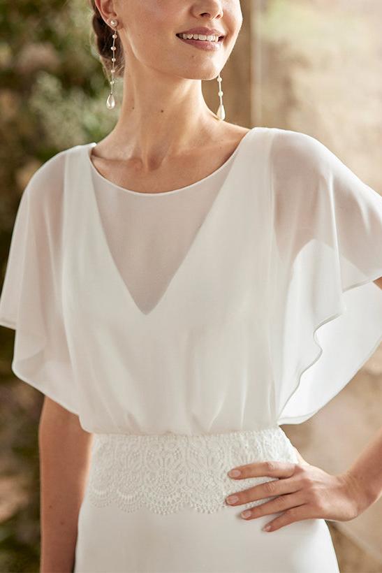 Boho Lace Open Back A-Line Wrap Wedding Dresses