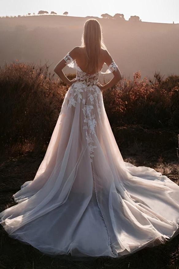 Boho Lace Sweetheart Neckline With Split Front