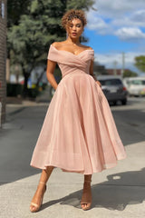 Burgundy Off The Shoulder A Line Short Evening Dress