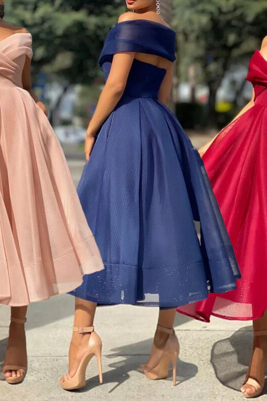 Burgundy Off The Shoulder A Line Short Evening Dress