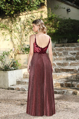 Burgundy Spaghetti Straps Prom Dress A Line Corset Formal Dress