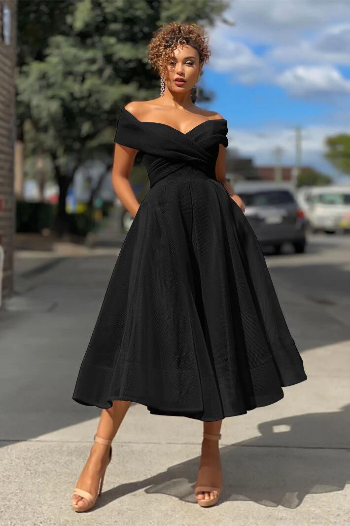 Burgundy Wedding Guest Dress Off The Shoulder A Line Short Cocktail Dress