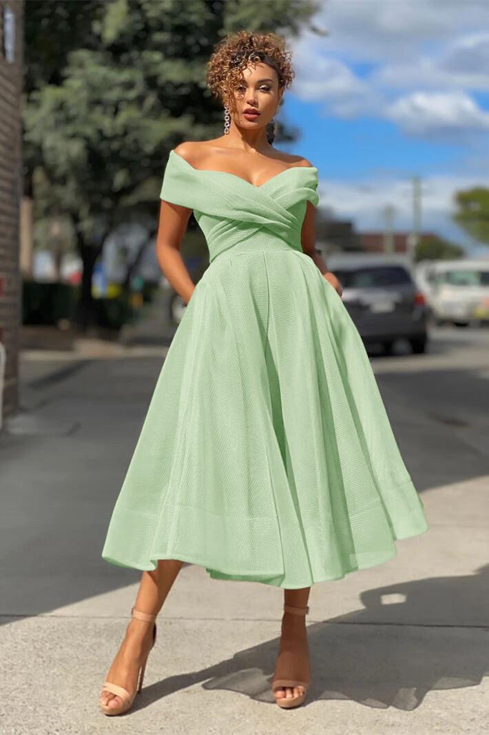 Burgundy Wedding Guest Dress Off The Shoulder A Line Short Cocktail Dress