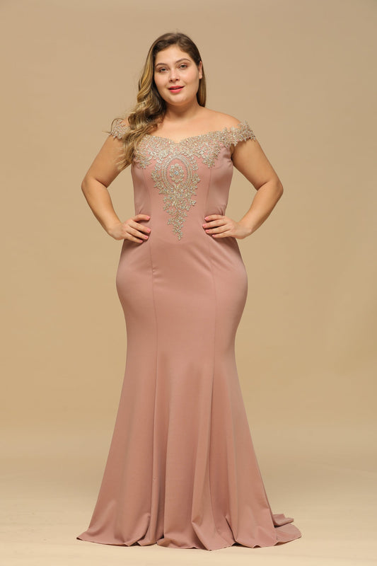 Plus Size Off the Shoulder Evening Dress Mermaid Bridesmaid Dress