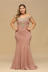 Plus Size Off the Shoulder Evening Dress Mermaid Bridesmaid Dress