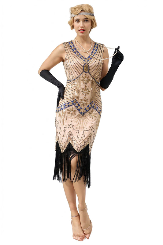 Pink Sleeveless Gatsby 1920s Dress with Fringe