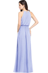 Silver Halter Neck Bridesmaid Dress Sleeveless Wedding Guest Dress