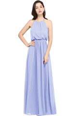 Silver Halter Neck Bridesmaid Dress Sleeveless Wedding Guest Dress