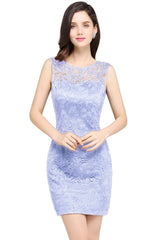 Red Lace Crew Neck Cocktail Party Sleeveless Bodycon Wedding Party Dress