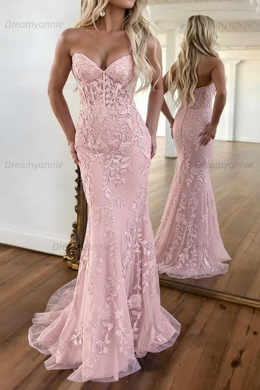 Mermaid Prom Dress Purple Sweetheart Evening Dress With Appliques