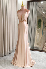Champagne Mermaid Prom Dress Backless Long Evening Dress