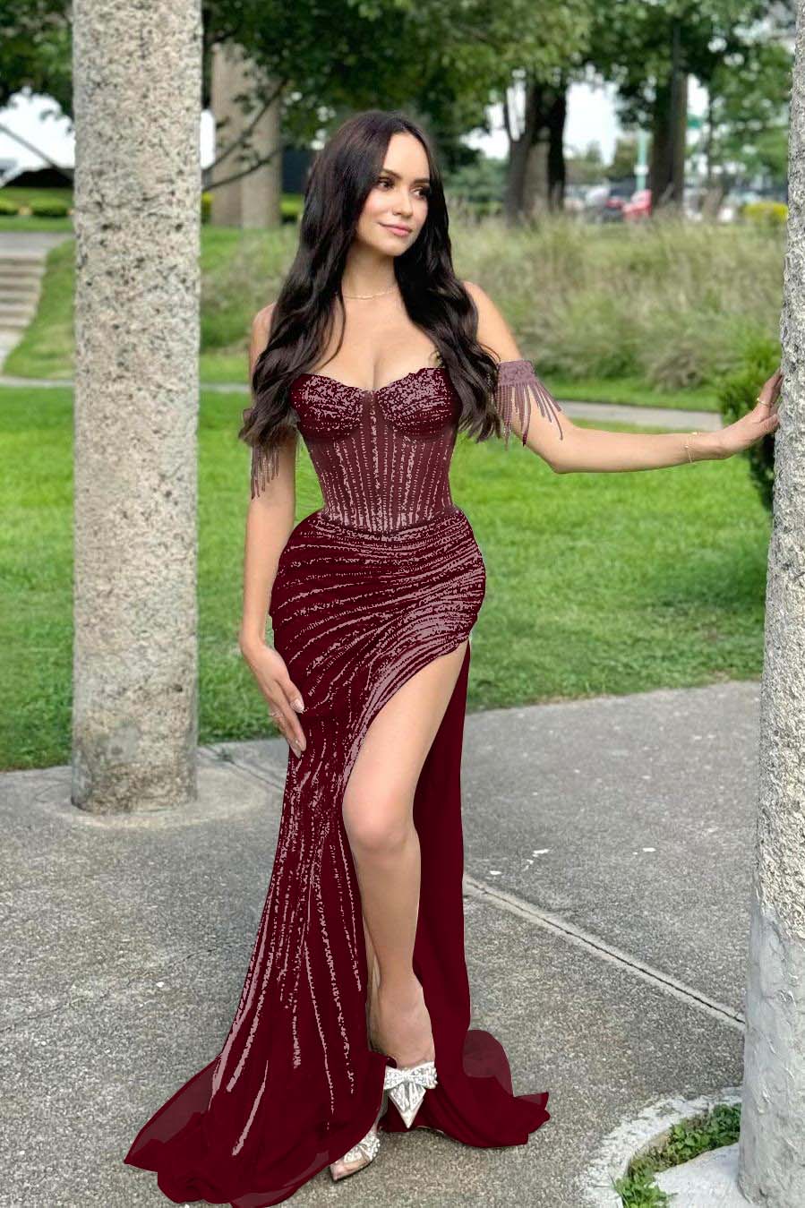 Champagne Mermaid Prom Dress Off the Shoulder Beaded Evening Dress