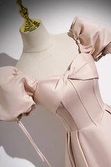 Champagne Pink Prom Dress Satin Long Formal Evening Dress