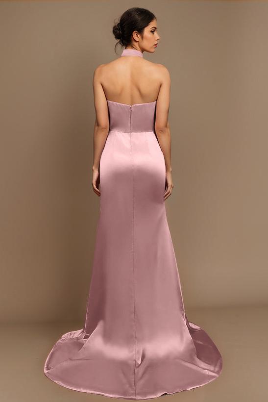 Charmeuse Bridesmaid Dresses With High Split