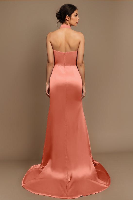 Charmeuse Bridesmaid Dresses With High Split