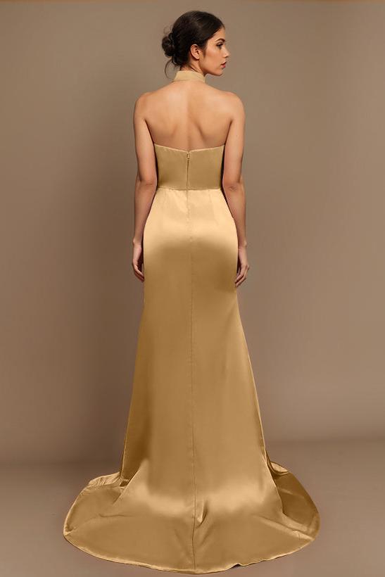 Charmeuse Bridesmaid Dresses With High Split