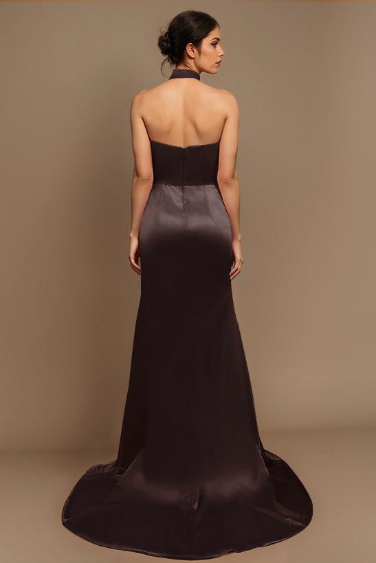 Charmeuse Bridesmaid Dresses With High Split