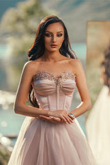 Charming Silver Long Evening Dress Off the Shoulder Sleeveless with Applique Tulle Pleats