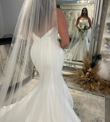Charming Wedding Dress Strapless Mermaid Satin Bridal Dress