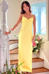 Dreamyannie Classic Sheath Spaghetti Straps Candy Pink Long Prom Dress With Ruched Formal Evening Gown