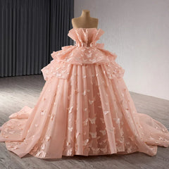 Quinceanera Dress Ball Gown Strapless 3D Butterfly Sweet 16 Dress