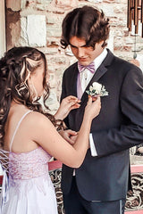 Comfortable Black Notched Lapel 2-Piece Men's Prom Graduation Suit